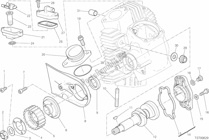 All parts for the Horizontal Head Timing System of the Ducati Scrambler Desert Sled USA 803 2020